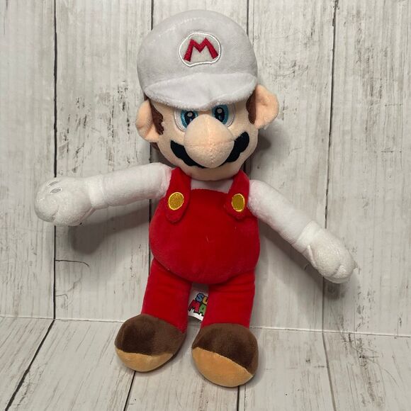 Plush Super Fire MARIO White Hat 2020 All Star Collection Nintendo Stuffed Toy - Picture 1 of 5